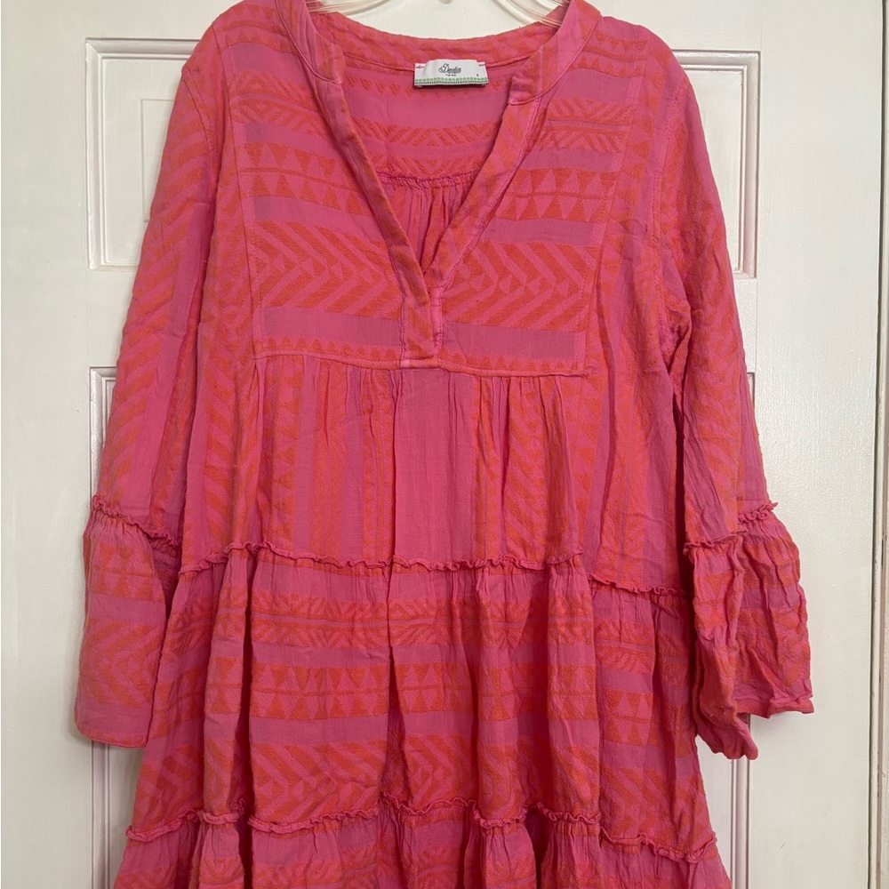Devotion TWINS Vibrant Pink and Orange Dress